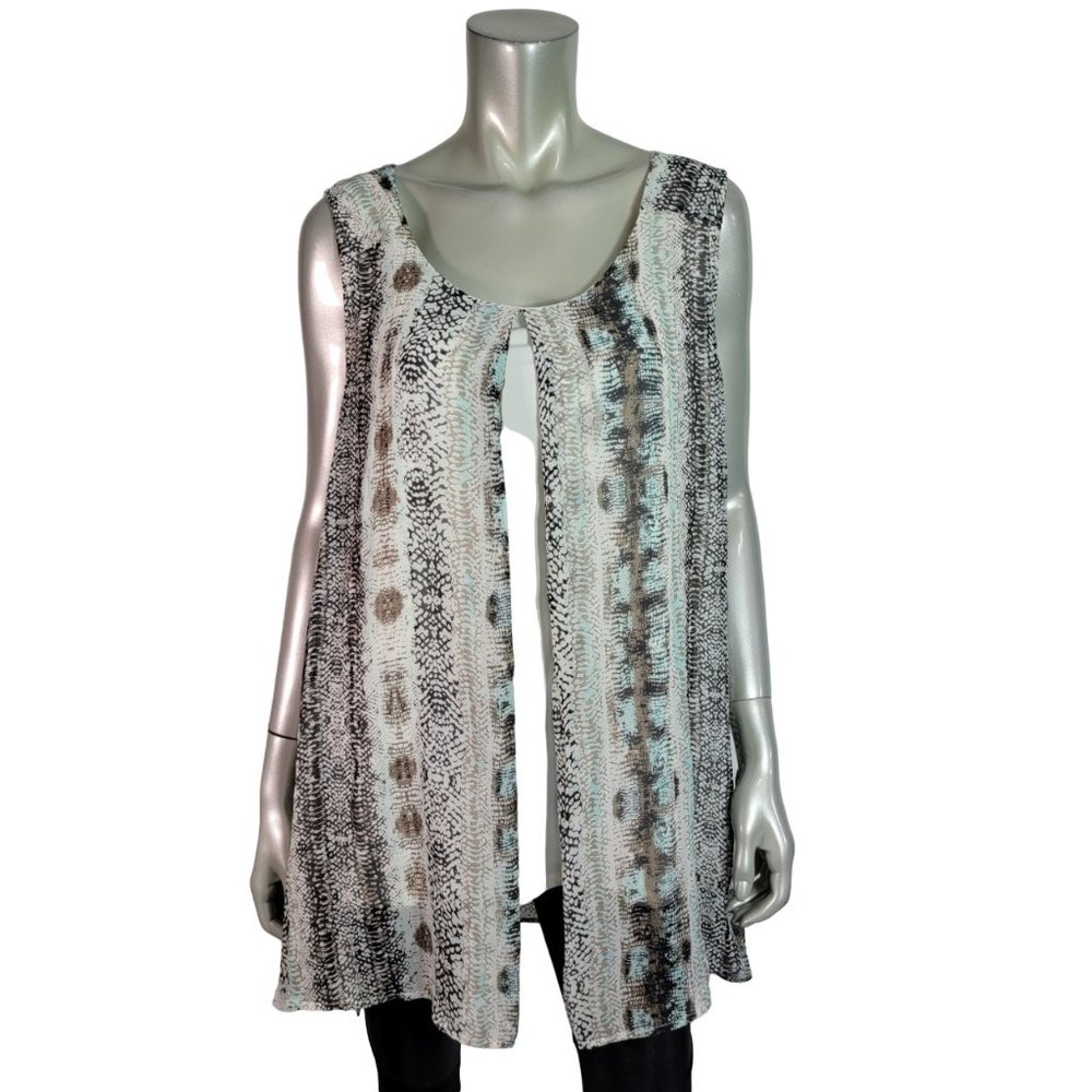 Cato Top Plus‎ Size 26/28W Tunic Layered Stretch Scoop Neck Sleeveless Ivory